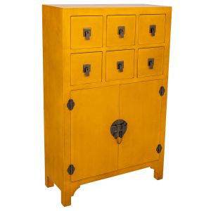 Comoda de maderad de 6 cajones y 2 puertas 63x26x101