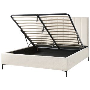 Cama con almacenaje sezanne bouclé blanco crema 180 x 200 cm