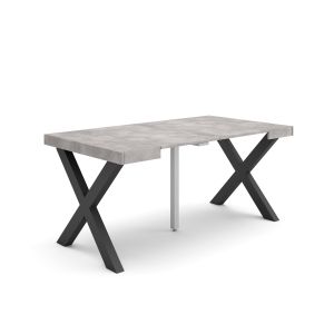Mesa consola extensible, 160x90x73cm, cemento, patas madera maciza rf2752