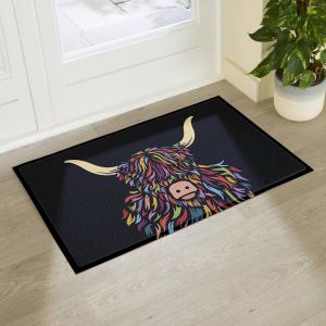 Felpudo para exterior con vaca de las highlands multicolor (90 x 60 cm)