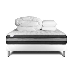 Pack cama completa - colchón 200x200cm + somier con láminas (kit) + 2 almoh