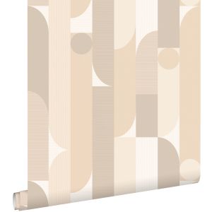 Estahome papel pintado formas geométricas beige 50 x 900 cm