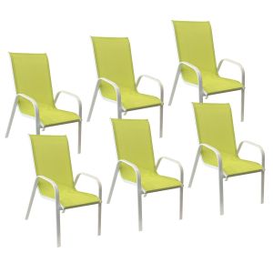 Pack de 6 sillas marbella en textileno verde aluminio blanco