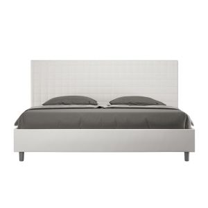 Cama con cabecero tapizado - blanco - 180x200 cm