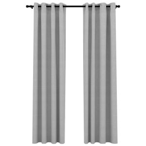 vidaXL cortinas opacas con ojales look de lino 2 pzas gris 140x245 cm