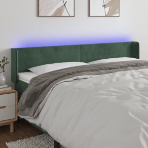 Cabecero con LED de terciopelo verde oscuro 203x16x78/88 cm eso6449