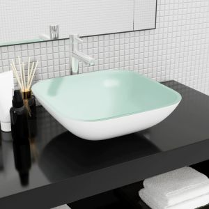 Lavabo de vidrio blanco 42x42x14 cm es2816