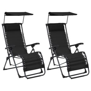 vidaXL sillas plegables 2 unidades textilene negro