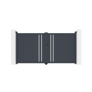 Puerta abatible 3m giona al.160cm aluminio gris + puerta 1m cimone al.160cm