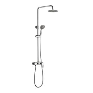 Kibath columna ducha monomando can redonda de 83-126 cm cromo brillo