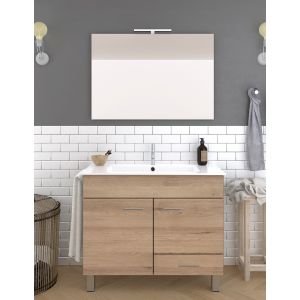 Mueble de baño samos, lavabo solid surface y espejo 80x40cm  estepa