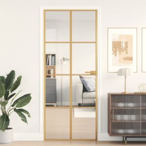 Puerta de interior dorada vidrio templado y aluminio 83x201,5cm wef9954