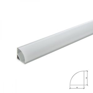 Perfíl aluminio para tira LED instalación esquinas - difusor opal x 2m