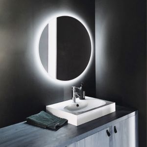LEDimex-espejo bélgica ø80 LED contorno arenado