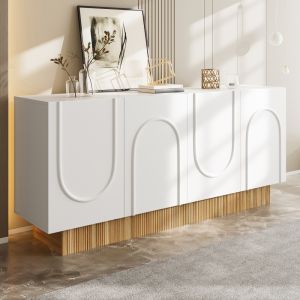 Aparador para salón comedor 4 puertas blanco madera 75x160x38cm