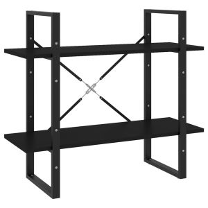 vidaXL estantería de 2 niveles madera contrachapada negro 80x30x70 cm