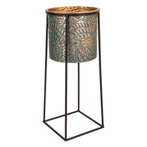 Macetero de metal dorado 22.5x22.5x52.5