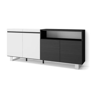 Aparador para salón, 200x35x87cm, blanco y negro, rf2404