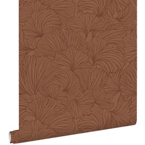 Estahome papel pintado hojas de ginkgo rojo barro cocido 53 cm x 10.05 m