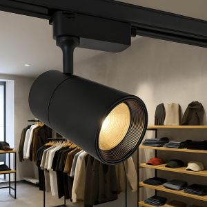 Foco LED negro orientable 30w, carril monofásico, 3000lm, luz cálida 3k