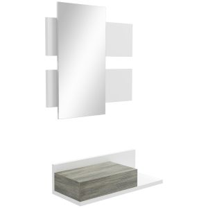 Muebles de pasillo 75x3.5x75 cm mdf, vidrio color blanco Homcom