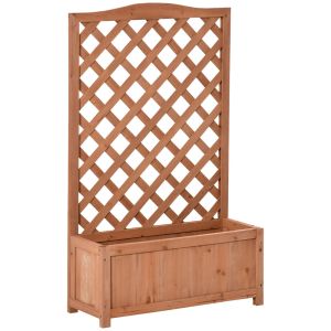 Jardinera con enrejado 70x28x117 cm madera de abeto color marrón Outsunny