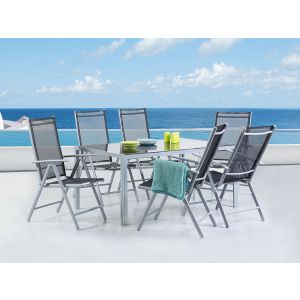 Conjunto de comedor exterior 6 plazas catania metal negro