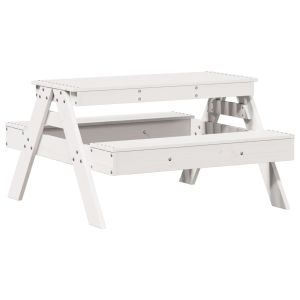 vidaXL mesa de pícnic para niños madera maciza pino blanco 88x97x52 cm