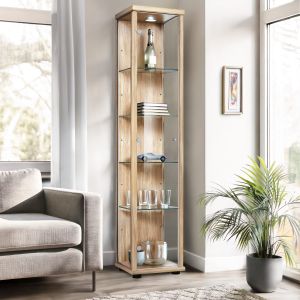 K-möbel vitrina haya 176x37x33 cm 4 baldas de cristal regulables, LED
