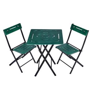 Wellhome 3p set de mesa y sillas de jardín verde 60x73x60 cm