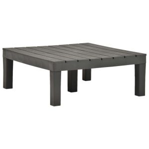 vidaXL mesa de jardín de plástico gris antracita 78x78x31 cm