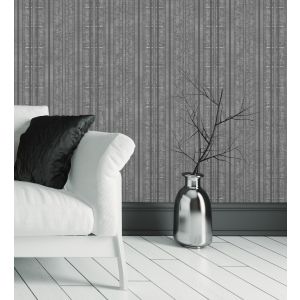 Papel pintado gaulan  lavable de rayas negro con textura en 10.6m²
