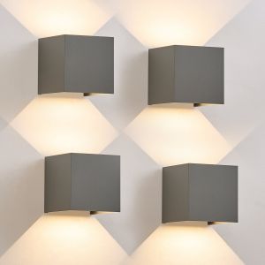 Nettlife aplique pared LED gris 10x10 (4er-set)