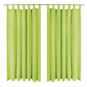 vidaXL cortinas de micro-raso con bucles 2 unidades 140x175cm verde