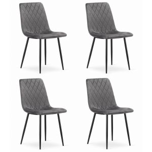 Silla valora turin, terciopelo gris oscuro, diseño ergonómico (x4)