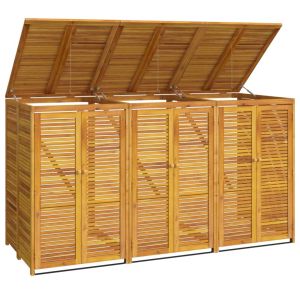 vidaXL cobertizo triple para cubo de basura madera acacia 210x89x117cm