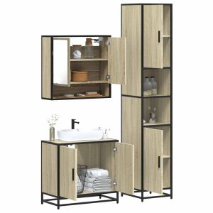 Set de muebles de baño 3 pzas madera contrachapada roble sonoma esb3285