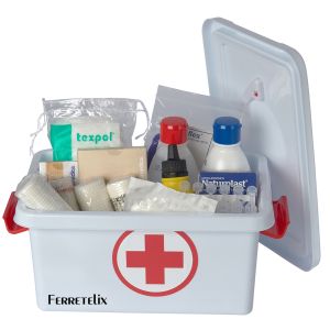 FERRETELIX® Botiquin caja primeros auxilios c/tapa 4 lt.  28x19x13cm