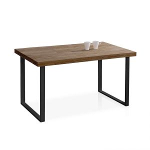Mesa de comedor de madera y metal 140x80 cm natural roble boreal – negro