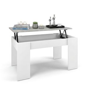 Mesa de centro elevable con almacenaje 90x43-53 cm norak blanco - gris