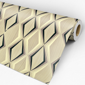 Papel pintado geométrico café con motivo triangular 60cm por 300cm