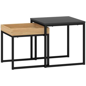 Mesas de café 45x45x45 cm acero, mdf Homcom, hogar - muebles de salón