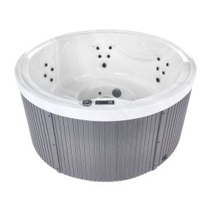 Bañera de hidromasaje LED exterior marfil gris oscuro