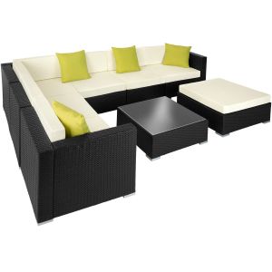 Conjunto de ratán para 6-7 personas resistente y con tablero negro
