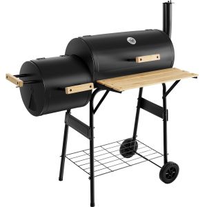 Tectake barbacoa de carbón de acero, termómetro, 110 x 60 x 116 cm, negro
