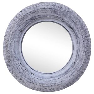 Espejo de caucho de neumático reciclado blanco 50 cm
