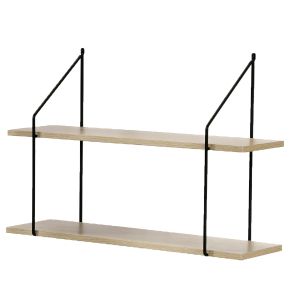 Calicosy - balda de pared 2 niveles acabado madera 60 cm de largo