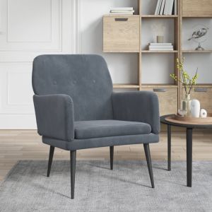 Sillón de terciopelo gris oscuro 62x79x79 cm es3756