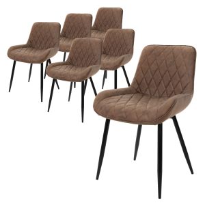 Juego 6 sillas de comedor/salón de terciopelo marrón 84 cm