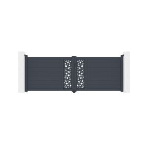 Puerta abatible 3,5m sunny al.120 aluminio + 2 postes 15x15cm al.166cm